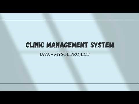Clinic Management System in Java (JDBC + MySQL Backend Project)
