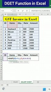 DGET Function in Excel ll Excel Tips Tricks ll Computer Shortcut Keys #reels | Computer Tech