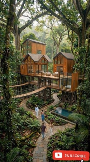 Rainforest treehouse built from scratch in the jungle😧