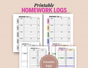 Kids Homework Log, Homework Tracker, Kids Homework, Printable Homework Planner, Student Tasks, School Organizer, Weekly Homework Log - Etsy Australia