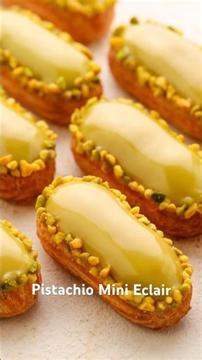 😋Pistachio mini eclairs #shorts #foodshorts #baking
