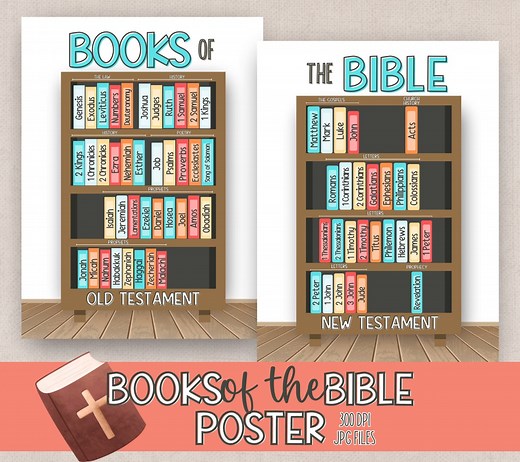 Books of the Bible Poster | Instant Download | Sunday School | Homeschool Classroom | Youth Ministry | Bulletin Board Decor | Memory Games - Etsy