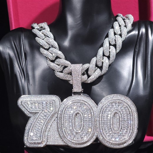 Iced Out Custom Name Pendants,stack Letter Necklace, 20mm Cuban Chain, Hip Hop Jewelry - Etsy