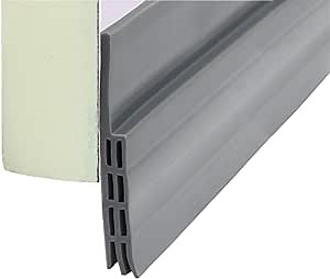 Door Sweep Brush, Draught Excluder Door Draft Insulation Seal Strip Silicone Self-Adhesive Dust Sound Light Blocker 39 Inch Easy Cut to Size (Grey)