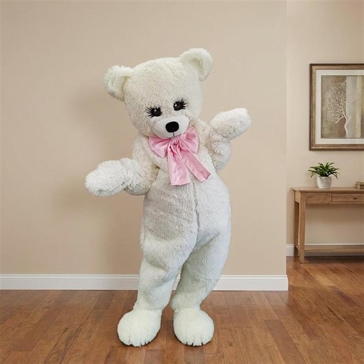 White Teddy Bear Mascot Costume, Handmade Plush Animal Mascot Suit, Custom Event Performer Outfit, Party & Promotion Character, Adult Size - Etsy