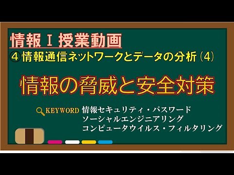 【情報Ⅰ授業動画】4-(4) 情報の脅威と安全対策【情報セキュリティ・パスワード・ソーシャルエンジニアリング・マルウェア・コンピュータウイルス・ファイアウォール・アクセス制御・フィルタリング】