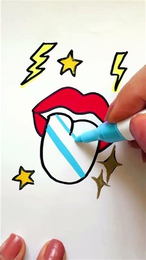 👄👅🎨Funky Art Vibes! So Colorful & Cool! #drawingstyles #satisfying #artshorts