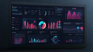 Futuristic Dashboard Displaying Complex Data Analysis and Financial Charts Stock Footage - Video of trading, performance: 402090136