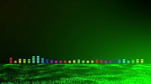 Download 3D abstract multicolored sound wave pattern on green light particle gradient background ,Sound spectrum dance, sound wave animation for free