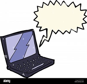 cartoon laptop computer with speech bubble Stock Vector Image & Art - Alamy
