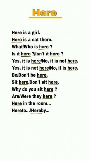 Use of "here" in English Sentences #learnenglish #englishgrammar #english #learning