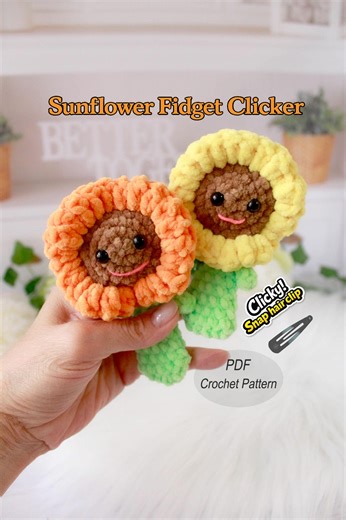 Fidget Clicker Sunflower Crochet Pattern PDF, Pocket Hug Sensory Toy, Amigurumi Flower - Etsy