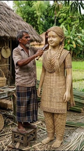 A girl's bamboo statue 🧐😮#viralshorts #viralvideo