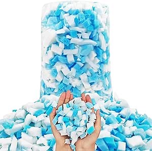 Bean Bag Filler, 10 lbs Shredded Memory Foam Filling Foam Filling Bean Bag Chair Refill Beans for Bean Bag Chair Foam Stuffing Bean Bag Stuffing Bean Bag Filler (Mixed Blue and White)