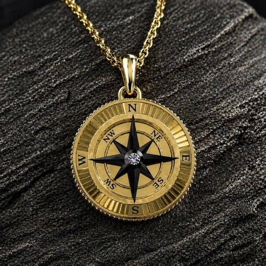 Handmade Gold Nautical Star Compass Pendant Unisex Design, Handcraft Adventural Gift Necklace - Etsy
