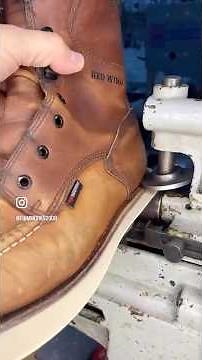 Red Wing “work boot” getting a full resole with custom filler! #redwing #customboots