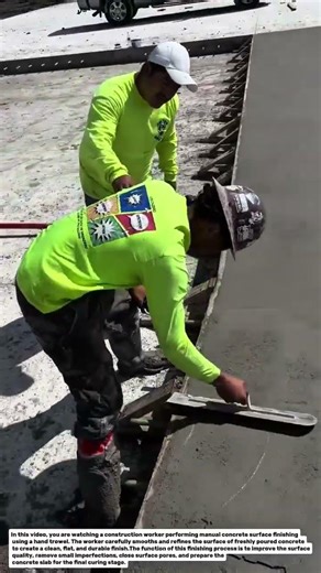 Manual Concrete Surface Finishing Using Hand Trowel | Concrete Driveway Construction Education.