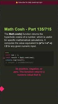 � Math Cosh Method - Part 135/715 - Production Code Tip #shorts #javascript