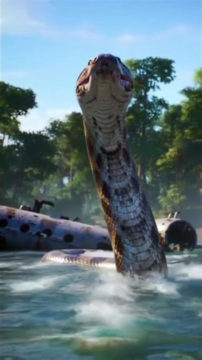 ular anaconda raksasa muncul dari bangkai pesawat #shorts