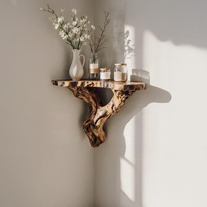 Handmade Live Edge Wooden Corner Shelf - Rustic Wall Decor - Etsy