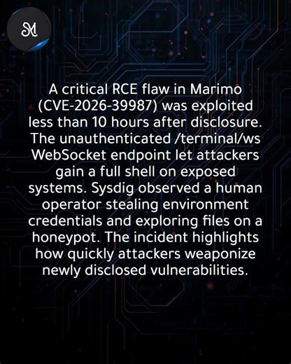 Marimo RCE bug CVE‑2026‑39987 exploited hours after disclosure