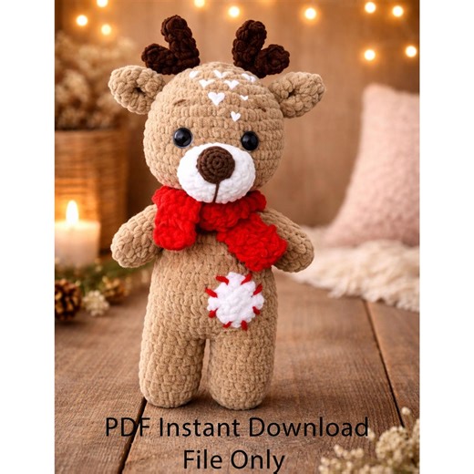 Modèle PDF de cerf au crochet, tutoriel de peluche renne amigurumi, adorable jouet de Noël au crochet, animal en peluche facile à réaliser, cadeau de Noël à faire soi-même - Etsy France