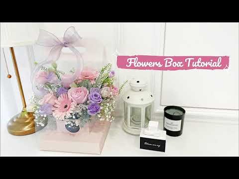Flower Box Arrangement | Hand Carry Flower Box Tutorial | How to make Flower Box with flower 手提花盒 插花