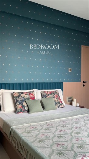 Tandem Studio on Instagram: "The Hue Haus master bedroom - seen in motion. The balance of layout, materials, and smart storage that shapes a space designed to feel effortless and cohesive. #interiordesignindia #beforeandafterinteriors #bedroominterior #residentialinteriordesign #tandemdesigns"