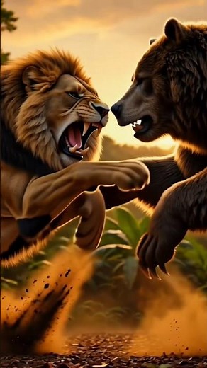 Lion vs Grizzly Bear Fight – Epic Wildlife Battle | 4K Cinematic Showdown #predatorhunting #wildlife