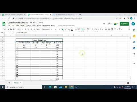 Cost Estimate Using Google Sheets