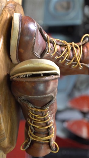 KW Shoe Repair on Instagram: "Red Wing Classic Moc Rebuild Leather midsole and a rustic Vibram #4014 sole. They’re more comfortable and ready for years of wear. If your Red Wings need a fresh sole, you can place your order through the link in my bio. #RedWingBoots #Vibram4014 #BootRecrafting #KWshoerepair #RedWingHeritage #BootRestoration"