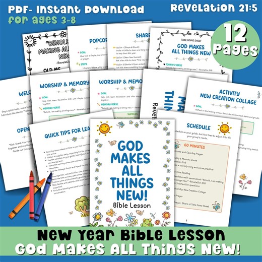 New Year Activity Bible Lesson Plan New Beginnings Sunday School Lesson Faith Based Printable Childrens Ministry Kid Bible Study Resource - Etsy