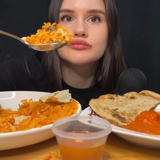 ASMR TRYING INDIAN FOOD MUKBANG #asmr #mukbang #indianfood #biryani