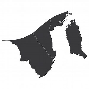 Brunei map. Map of Brunei in main regions in grey color