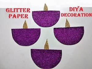 Glitter Paper Diya Decoration | Diya Decoration for Diwali|Make a beautiful Paper sparkal sheet diya