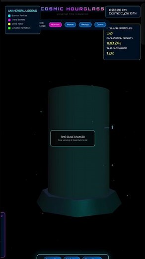 Cosmic Hourglass Simulation | 3D Universal Time Flow Animation