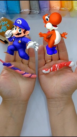 Making Blue Mario & Orange Yoshi with Clay! 🎨🎮