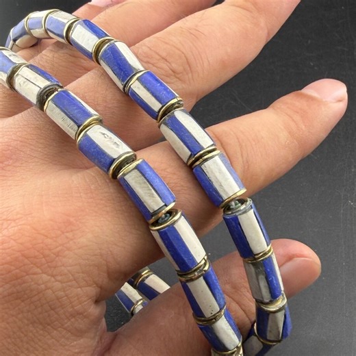 50 white and blue Howlite Beads - Industrial Style Spacers Beads