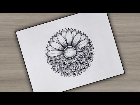 Easy Mandala Flower Drawing/Half Mandala Flower Art Step by Step Easy/How to Draw Mandala Art Easy