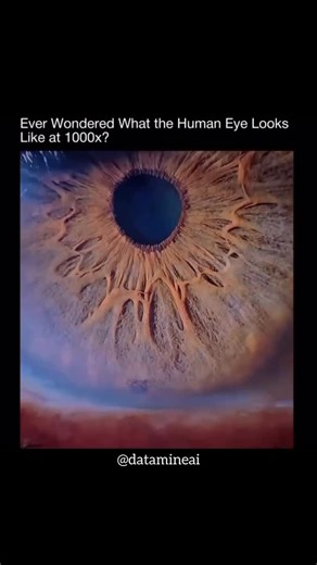 @datamineai on Instagram: "A universe, hiding in plain sight. At 1000x zoom, the human eye reveals a surreal landscape — ripple textures, color gradients, and microscopic lines that look more like alien topography than biology. It’s not just an eye. It’s a galaxy of vision. 🧊 For more visuals that make you see differently, follow @datamineai #MacroVision #EyeZoom #VisualScience #HumanDetail #CollineFocus #ZoomIntoWonder#virals #fyp"