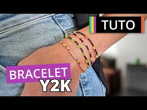 Tuto DIY bracelet fleur en perles de rocaille - Bracelet Y2K