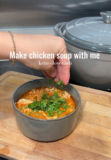 Sometimes all you need is a good chicken soup🍲🔥 Ingredients •1 kg chicken breast •1 tbsp olive oil •1 onion, diced •1 can peeled plum tomatoes •1 chicken stock cube (in water) •2 cups water •Salt, paprika, cumin (to taste) •Handful chopped cilantro •1 tsp oregano •2 tsp garlic Method •Heat olive oil in a pot and sear the diced onion. •Add chicken breast and sear on all sides. •Add tomatoes, stock, 2 cups water, and spices. •Add cilantro, bring to a boil and cook 1 hour. •Remove chicken, shred,