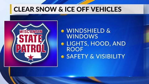 Wisconsin State Patrol Reminder: Clear snow and ice off vehicles
