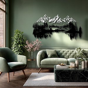 Mountain Forest Silhouette Metal Wall Art: Nature Decor Gift - Etsy