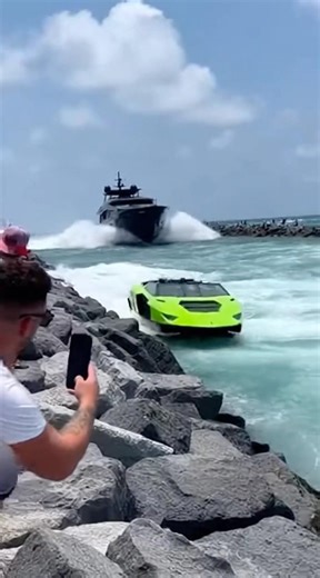 Blacked out yacht takes out Lamborghini boat