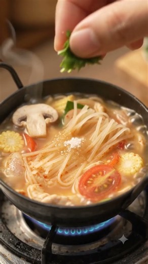 Easy Tom Yum Noodle Hotpot 🍜🌶️ | Spicy Thai Noodle Soup Recipe | Quick Hotpot #asmr #shorts #short