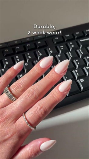 ✨ White French Tip Pearl Glaze Press On Nails 🤍 Medium Coffin Reusable Nail Kit with Glue & 15 Sizes