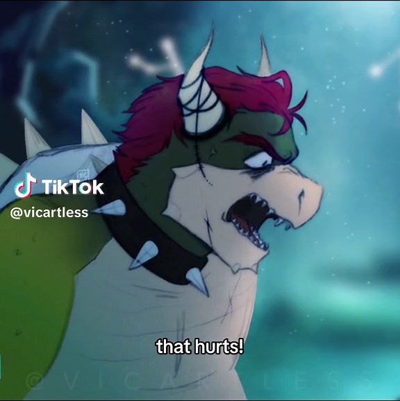 Luigi Tending to Bowser's Wounds in Space AU - Fanart