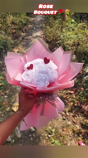 💞Rose Bouquet Making With Ribbon 🎀🌹// Valentine's Day Giftidea 🎁#shorts#rosebouquet#gift#rose#diy