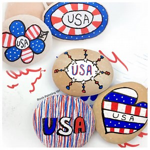 The 4th of July is right around the corner.... here are 5 patriotic rock painting designs for beginners ❤️🤍💙 **SUPPLIES** If you need rock painting supplies please consider using our links below. We will make a small commission at no extra cost to you. I am using a combination of fine tip and extra fine tip paint pens from the basic Posca packs. All Supplies: https://amzn.to/3Xm2pZi Paint Pens Here: https://amzn.to/3QLSaKo - Join the Facebook Broadcast - https://m.me/j/AbYCULodJEowsEkk/ | Rock